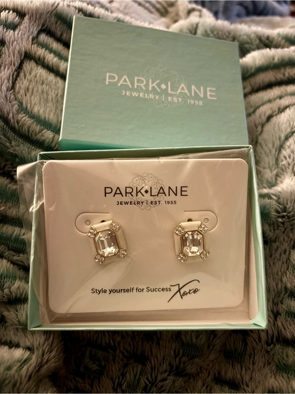 Park Lane Gold Crystal Stud Earrings in white/Gold